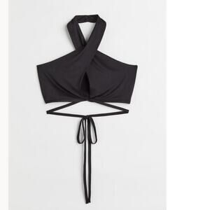 H&M Halterneck Crop Top Black Size Medium